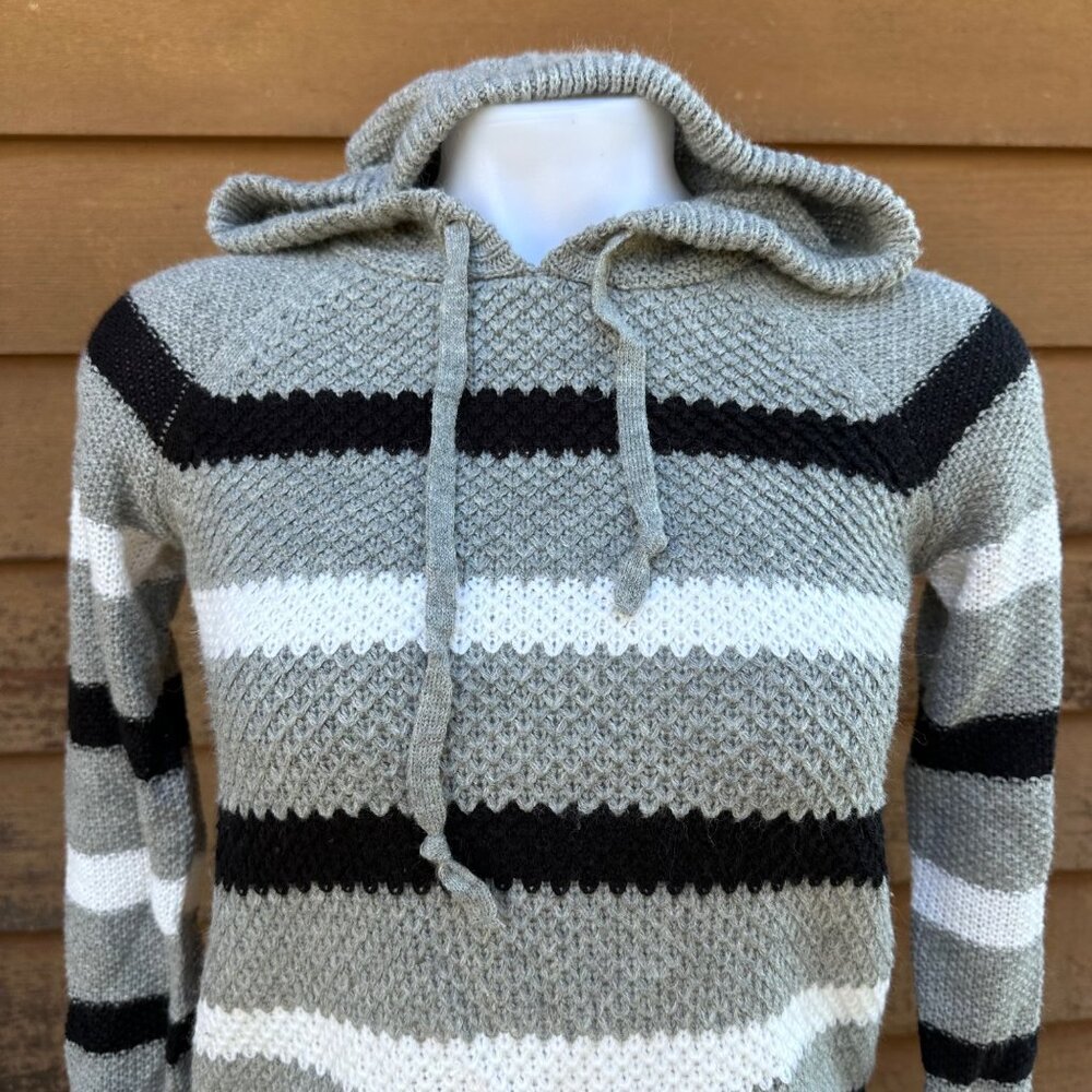 Cloud Chaser Striped Hooded Knit Sweater Womens S Acrylic/Polyester Blend - Picture 4 of 7